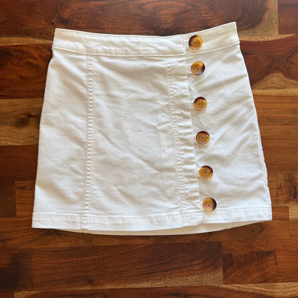 Free People White Button-Front Women's Skirt